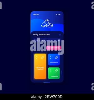 Drug interaction calculation smartphone interface vector template Stock Vector