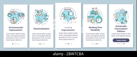 Sharing economy benefits onboarding mobile app page screen with concepts Stock Vector