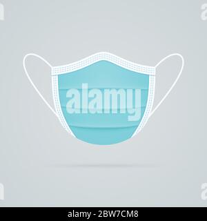 Face mask realistic vector icon front view. Medical mask symbol on white background. Stock Vector
