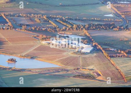 Aerial View of a Vineyard in Australia Stock Photo