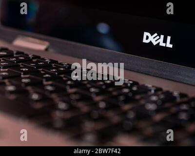 Mumbai, India - May 26, 2020 : Symbol of DELL on laptop screen. Stock Photo