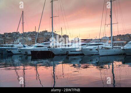 Marina, Fortified city of Birgu aka Vittoriosa, Malta Stock Photo