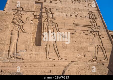 Carvings in Philae temple Stock Photo