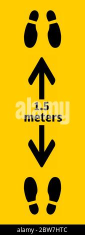 Long sticker with Feets at 5 feet apart isolated on a yellow background ...