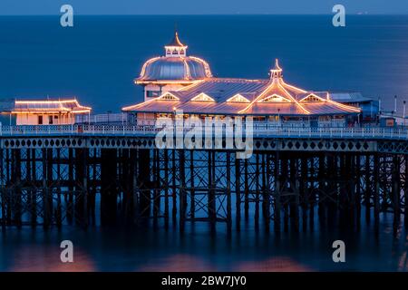 Llandudno Pier Pavillion at night, North Wales Stock Photo