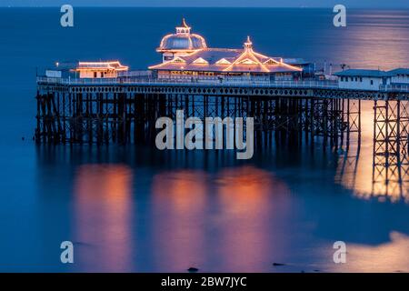Llandudno Pier Pavillion at night, North Wales Stock Photo