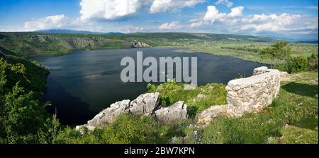 Lake called Prolosko blato in the continental part of south croatia. This part is special for limestone soil which results in many small lakes that ap Stock Photo