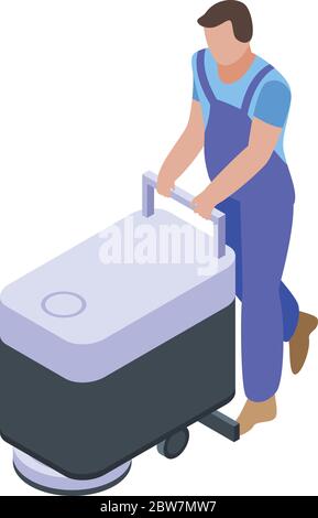 Cleaning floor machine icon, isometric style Stock Vector
