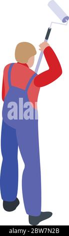 Man wall painting icon, isometric style Stock Vector