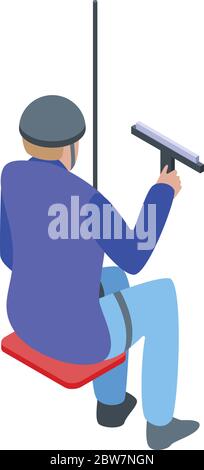 High window cleaning icon, isometric style Stock Vector