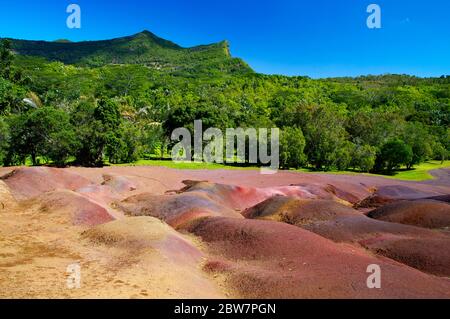 Mauritius. The Chamarel-seven-color park. Landscape in a sunny day Stock Photo