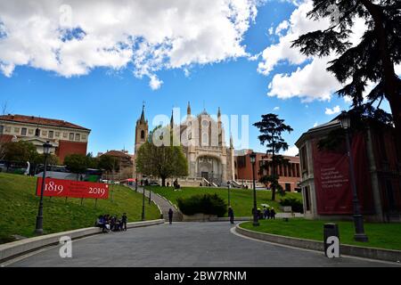 MADRID / SPAIN - APRIL 11, 2019 - Main entrance leading to the Prado Museum a major cultural landmark in Madrid Stock Photo