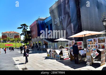 MADRID / SPAIN - APRIL 11, 2019 - Main entrance to the Prado Museum a major cultural landmark in Madrid Stock Photo