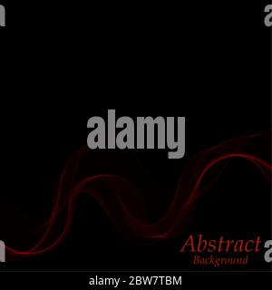 red abstract wave on a black background. vector curved lines Stock Vector