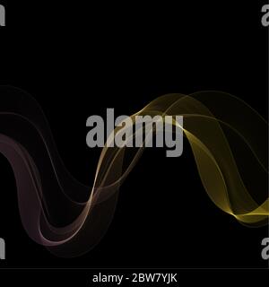 gold and purple wave on black background Stock Vector