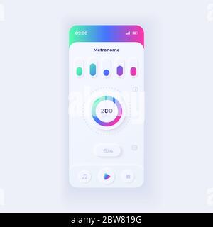 Metronome application smartphone interface vector template. Mobile app page light design layout. Musical rhythm assistance screen. Flat UI for Stock Vector