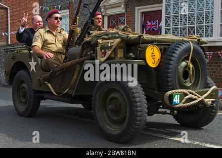 The Southwick Village 1940's Revival event in 2019 celebrating D-day 75. A wartime re-enactment featuring people in period costumes & vintage vehicles Stock Photo