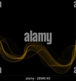 gold neon waves. abstract curves Stock Vector