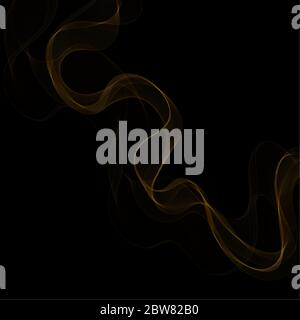 gold neon waves. abstract curves. Stock Vector