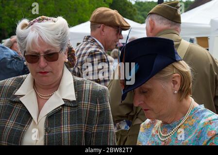 The Southwick Village 1940's Revival event in 2019 celebrating D-day 75. A wartime re-enactment featuring people in period costumes & vintage vehicles Stock Photo