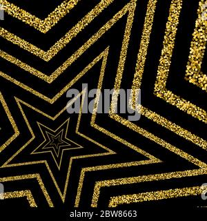 Two vertical banner with shiny gold stars on black background. Stock Vector