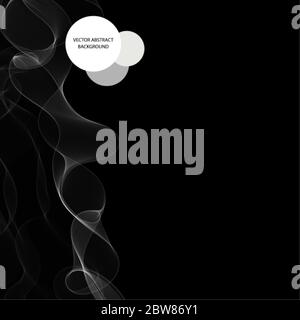 smoky wave. white wave on a black background. abstract vector image Stock Vector