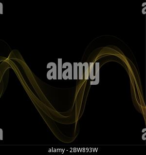 golden abstract wave on a black background. vector curved lines Stock Vector