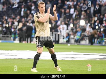 LONDON, ENGLAND - APRIL 30, 2019: Matthijs de Ligt of Ajax pictured prior to he first leg of the 2018/19 UEFA Champions League Semi-finals game between Tottenham Hotspur (England) and AFC Ajax (Netherlands) at Tottenham Hotspur Stadium. Stock Photo