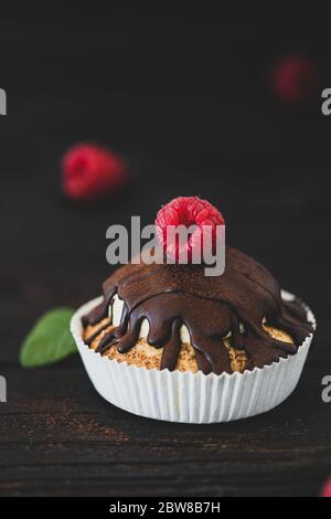 Raspberry Chocolate Cupcake Stock Photo
