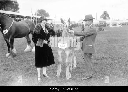 Prince of Wales at Leicester cattle show . The Duchess of Rutland with a foal . 11 June 1926 Stock Photo