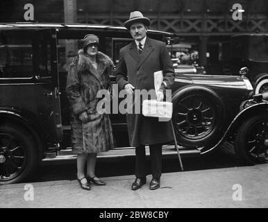 Prince and Princess Arthur of Connaught , who returned from the South of France today , photographed on their arrival at Paddington Station . They travelled to Plymouth on the SS Ranchi . 27 April 1927 Stock Photo