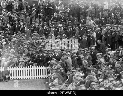Cricket at the Oval , Surrey versus Kent in the County Championship . Part of the crowd watching the game with interest . 28 July 1928 Stock Photo