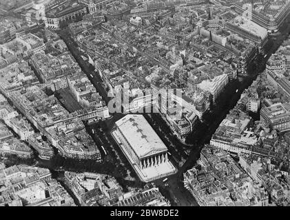 Paris seen from the air . Showing the Madelaine Church . 2 November 1928 Stock Photo