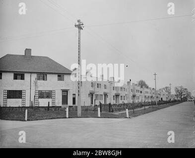 Where houses look like miniature castles . Silver End , near Witham , Essex . 15 May 1930 Stock Photo