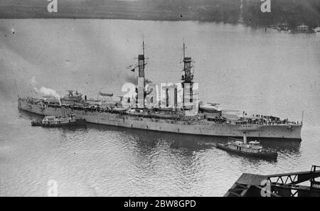 Capital ships to be disposed of under the naval treaty . USS Wyoming . 22 April 1930 Stock Photo