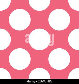 Classic polka dot pattern Vector illustration with white circles on pink background Stock Photo