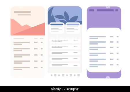 Mobile application interface design simple flat vector illustration on white background Stock Vector