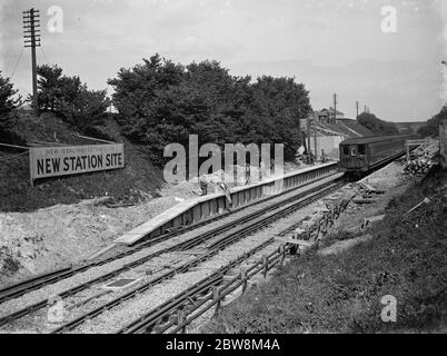 The building works at the new Albany Park Station . 1935 Stock Photo