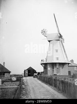 The Willesborough windmill , Ashford , Kent . Kentish smock mill . 1935 . Stock Photo