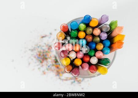 Back to school. Photo of wax crayons isolated on white background Stock ...