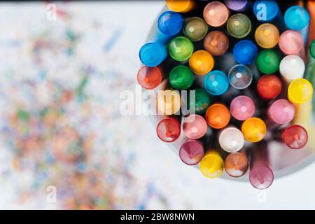Back to school. Photo of wax crayons isolated on white background Stock ...