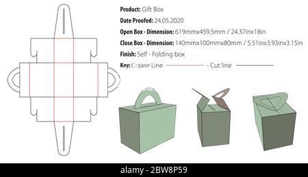 Gift box packaging design template gluing die cut - vector Stock Vector