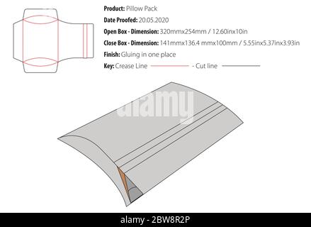Pillow Pack packaging design template gluing die cut - vector Stock Vector