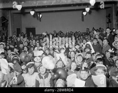 An excited crowd of children at the Swanscombe children ' s party . 31 January 1936 Stock Photo