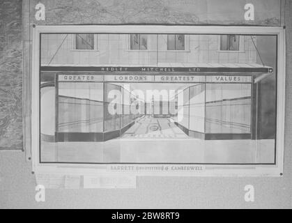 Design drawing for Hedley Mitchell Ltd ., shop front . 1938 Stock Photo