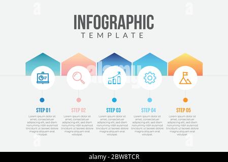 Illustration of Modern Business colorful infographic with title,elements, creative,shapes - vector Stock Vector