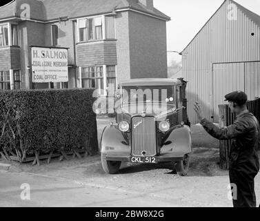 One of the delivery lorries from H Salmon , Coal and Coke Merchants , in Orpington , Kent . 1936 . Stock Photo