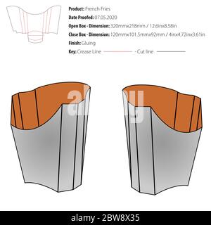 French Fries Box template die cut vector Stock Vector