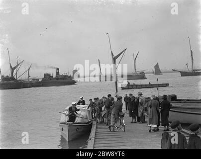 The Home Fleet on the river Thames at Greenhithe , Kent . On the left ...