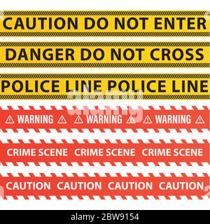 Set of red and yellow warning tape - vector Stock Vector